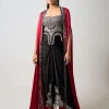 Black Hand Embroidered Corset & Pick Up Skirt Set