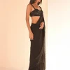 Black Hand Embroidered Tiered Sari Set