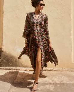 Black High Slit Kaftan Set