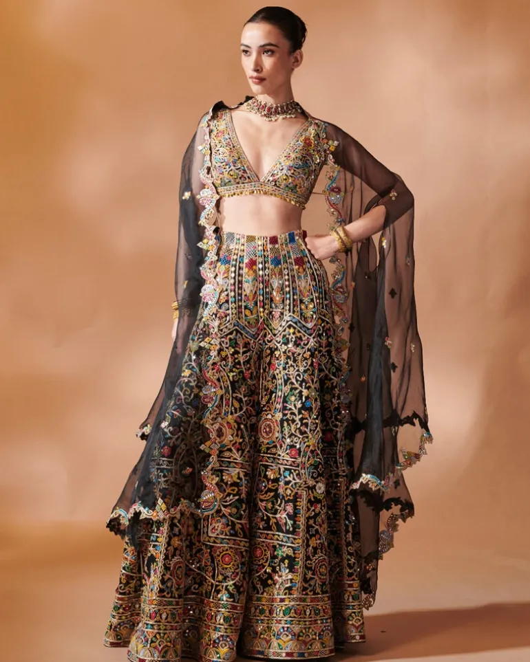 Black High Waist Sharara With A Cape