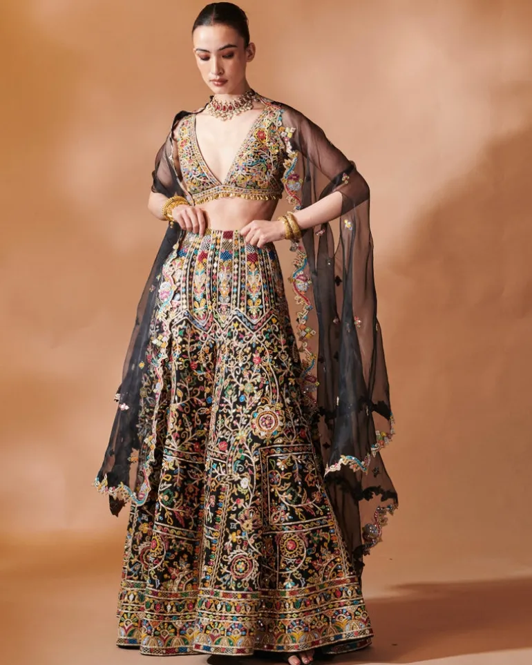 Black High Waist Sharara With A Cape
