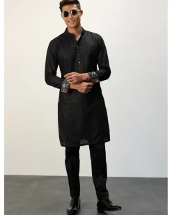 Black Inara Chanderi Kurta Set