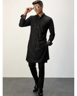 Black Inara Chanderi Kurta Set