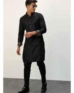 Black Inara Chanderi Kurta Set