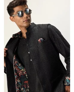 Black Inara Chanderi Kurta Set