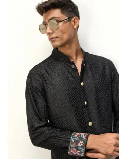 Black Inara Chanderi Kurta Set