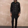 Black Inara Motif Foe Nehru Jacket Set