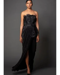 Black Jersey Draped Dress