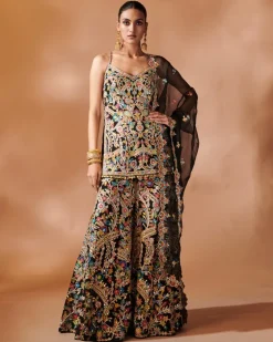 Black Kurta And Sharara Set