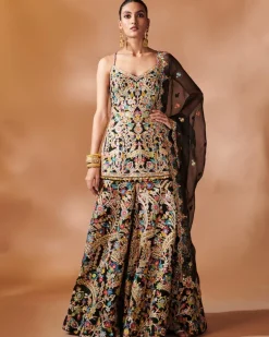 Black Kurta And Sharara Set