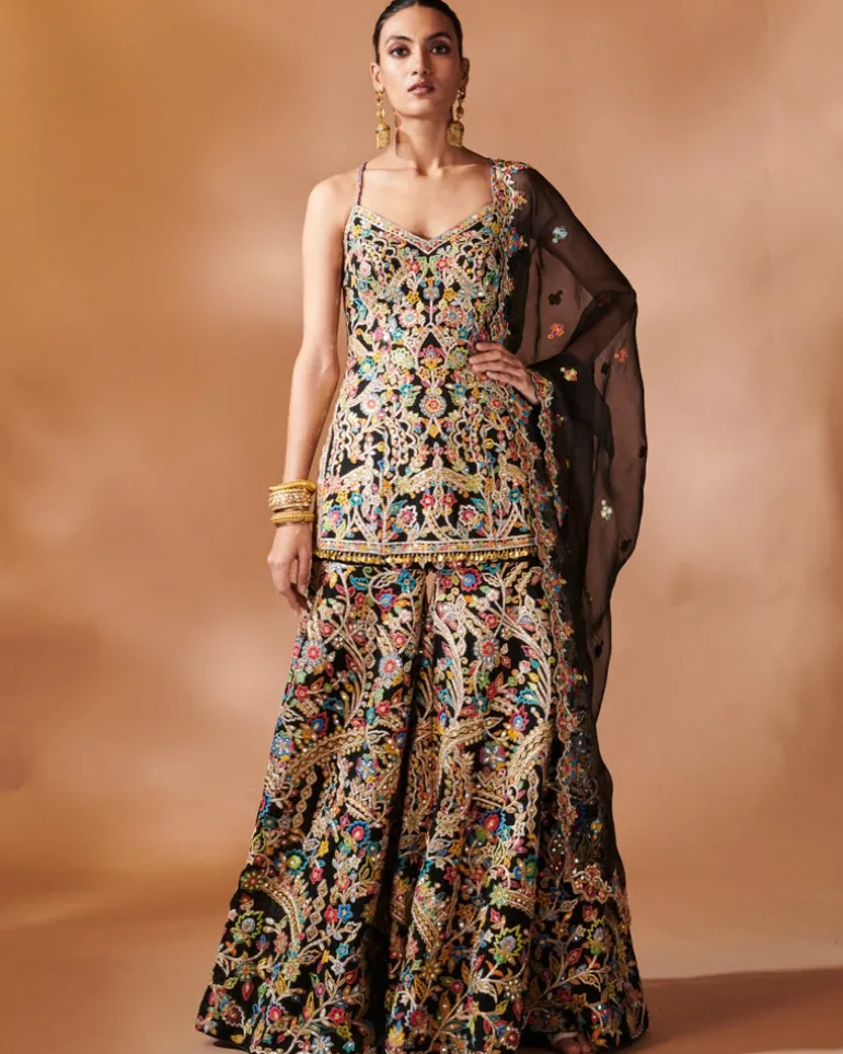Black Kurta And Sharara Set