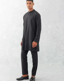 Black Kurta With Bundi Set