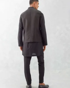 Black Kurta With Bundi Set