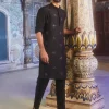 Black Metallic Embroidered Kurta Set