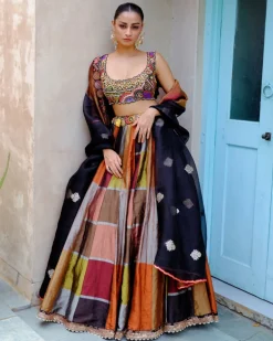 Black Metallic Lehenga Set