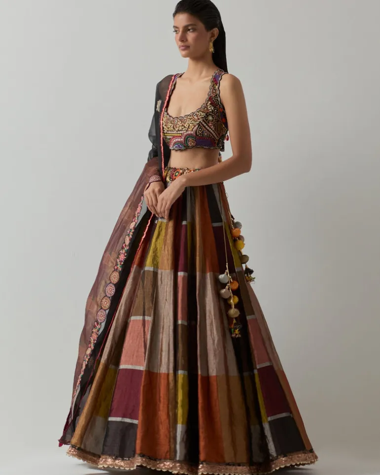 Black Metallic Lehenga Set