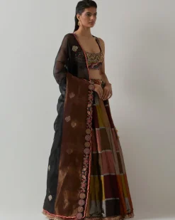 Black Metallic Lehenga Set