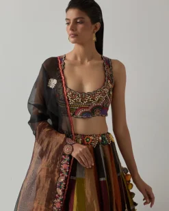 Black Metallic Lehenga Set