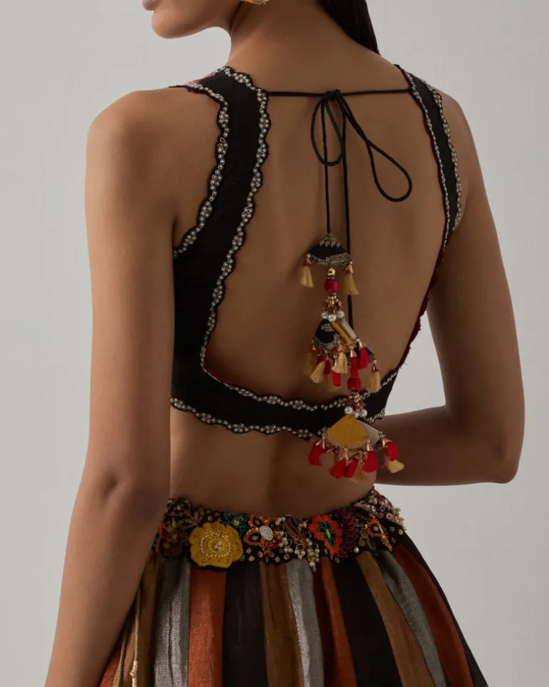 Black Metallic Lehenga Set