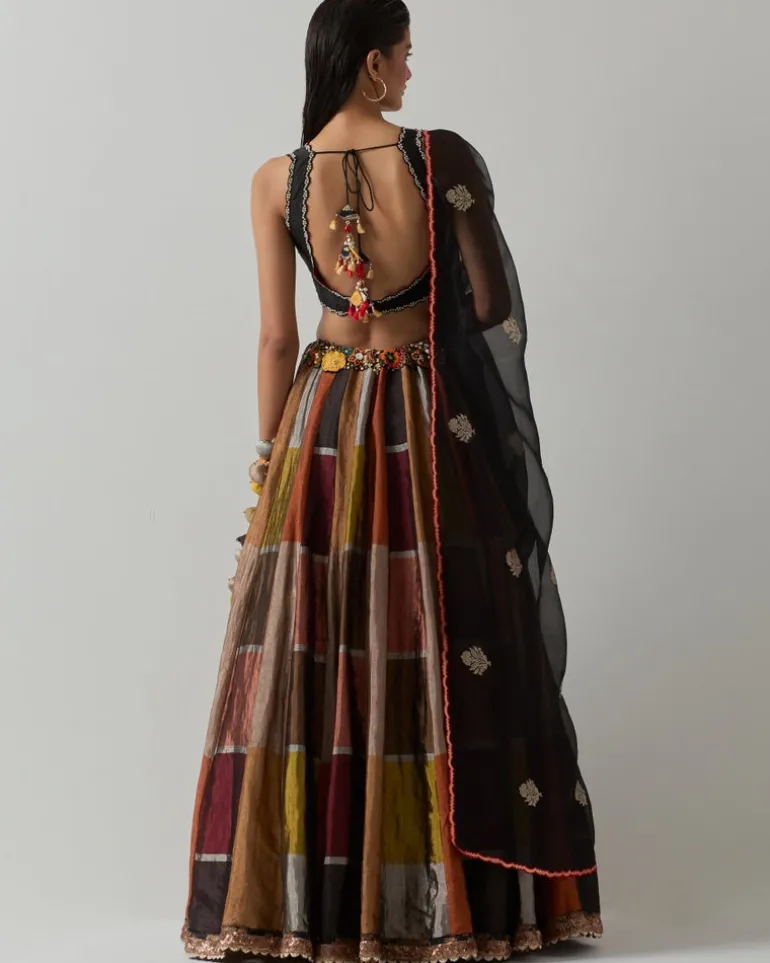 Black Metallic Lehenga Set