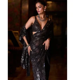 Black Multi-Coloured Sequin Sari