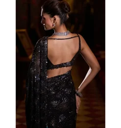 Black Multi-Coloured Sequin Sari