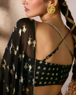 Black Mystic Drape Sari Set