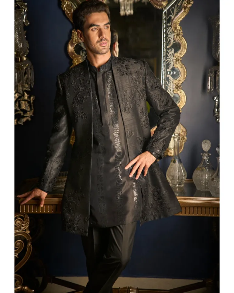 Black Open Jacket Set