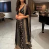 Black Organza Cape With Panel Sharara Set