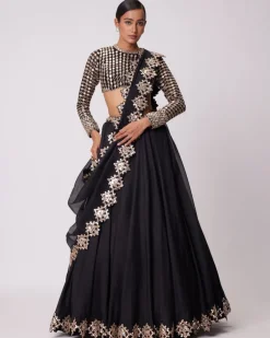 Black Organza Lehenga Set