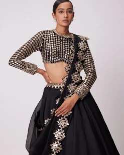 Black Organza Lehenga Set