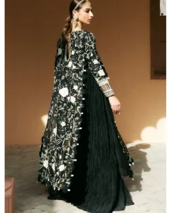 Black Organza Side Slit Gown