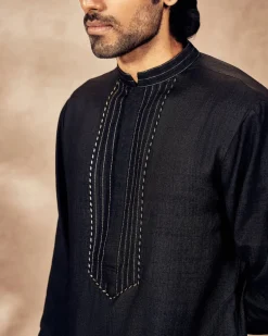 Black Palm Blooms Kurta