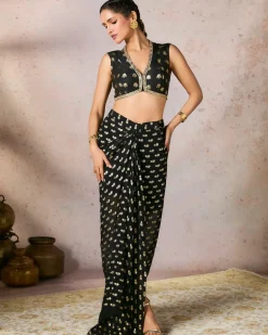 Black Palmscape Skirt Set