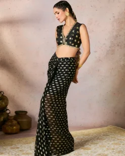 Black Palmscape Skirt Set