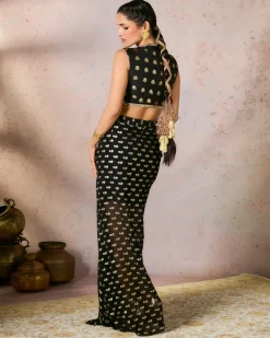 Black Palmscape Skirt Set