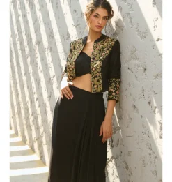 Black Parakeet Jacket Set