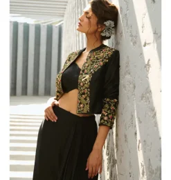 Black Parakeet Jacket Set