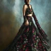 Black Petunia Lehenga Set