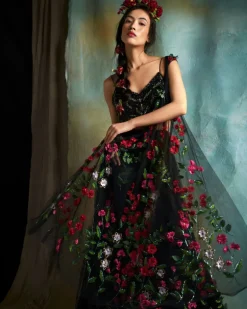 Black Petunia Lehenga Set