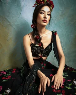 Black Petunia Lehenga Set