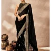 Black Potters Touch Crushed Sari Set