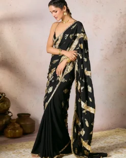 Black Potters Touch Gota Sari Set