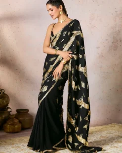 Black Potters Touch Gota Sari Set