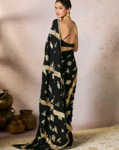 Black Potters Touch Gota Sari Set
