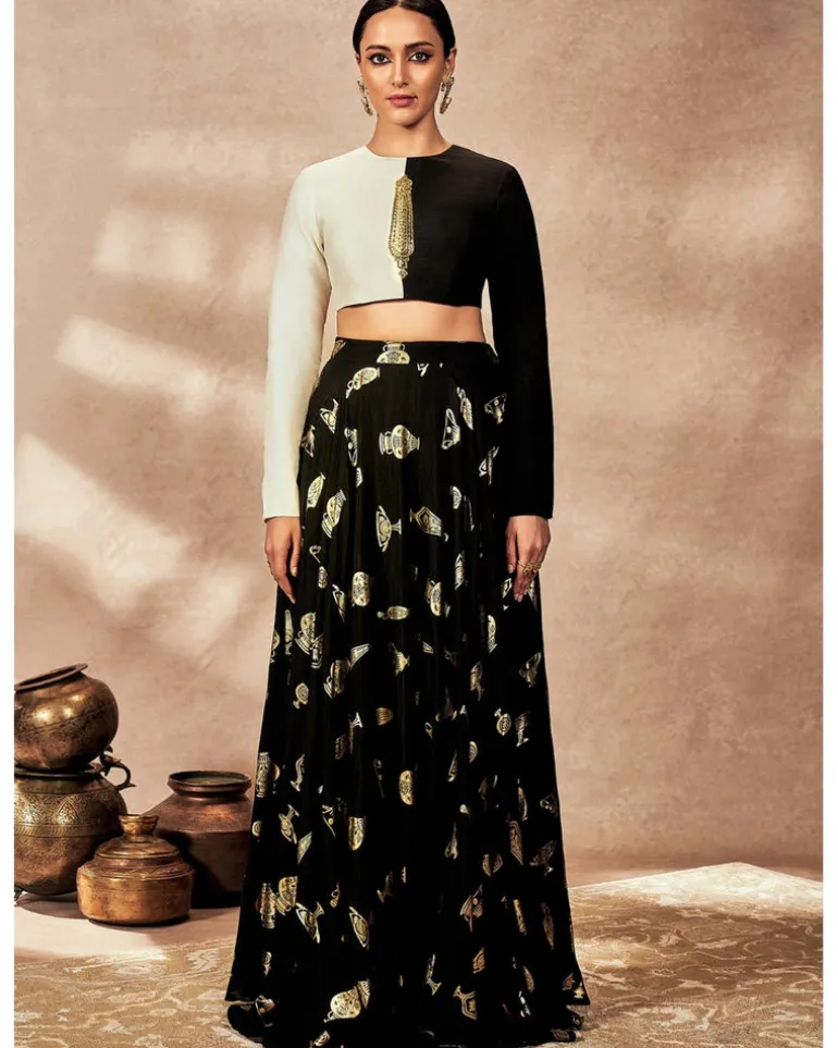 Black Potters Touch Skirt Set