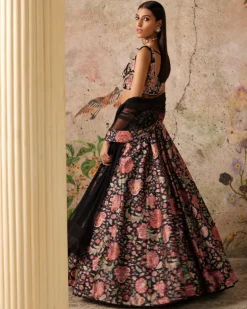 Black Print Demi Lehenga Set