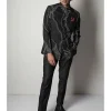 Black Printed Bandhgala Set