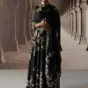 Black Sharara & Cape With Ivory Threadwork