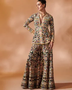 Black Sharara With A Peplum Kurta